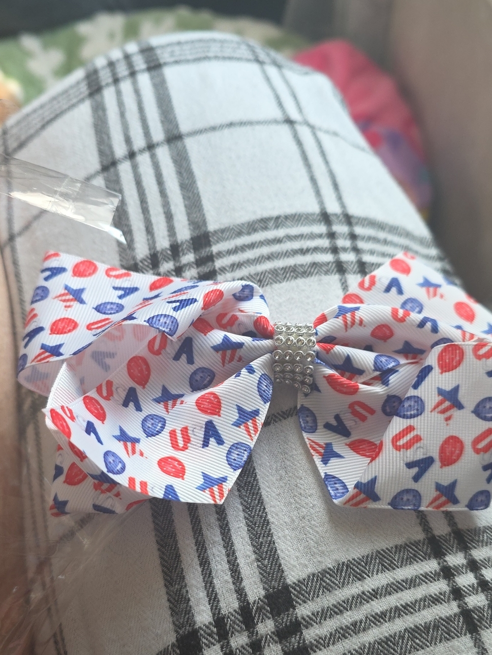 Kids Patriotic Red & Blue Bow Hair Clip